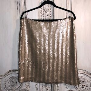 Paperwhite Fully Lined Brushed Gold Sequined Straight Skirt Size 14